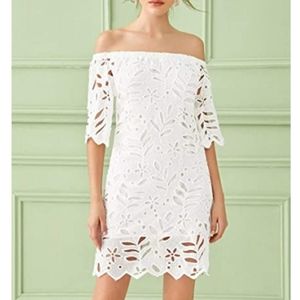 White off shoulder floral mini dress